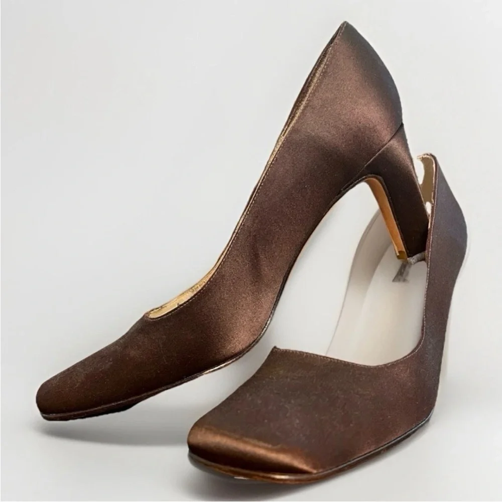 Fenaroli for Regalia Sable Brown Silk Formal Pumps - Size 8
